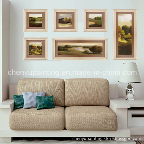 Hand-Painted Group 6 Piece Modern Framed Home Decor Canvas Wall Art Abstract Oil Painting (YS-02)